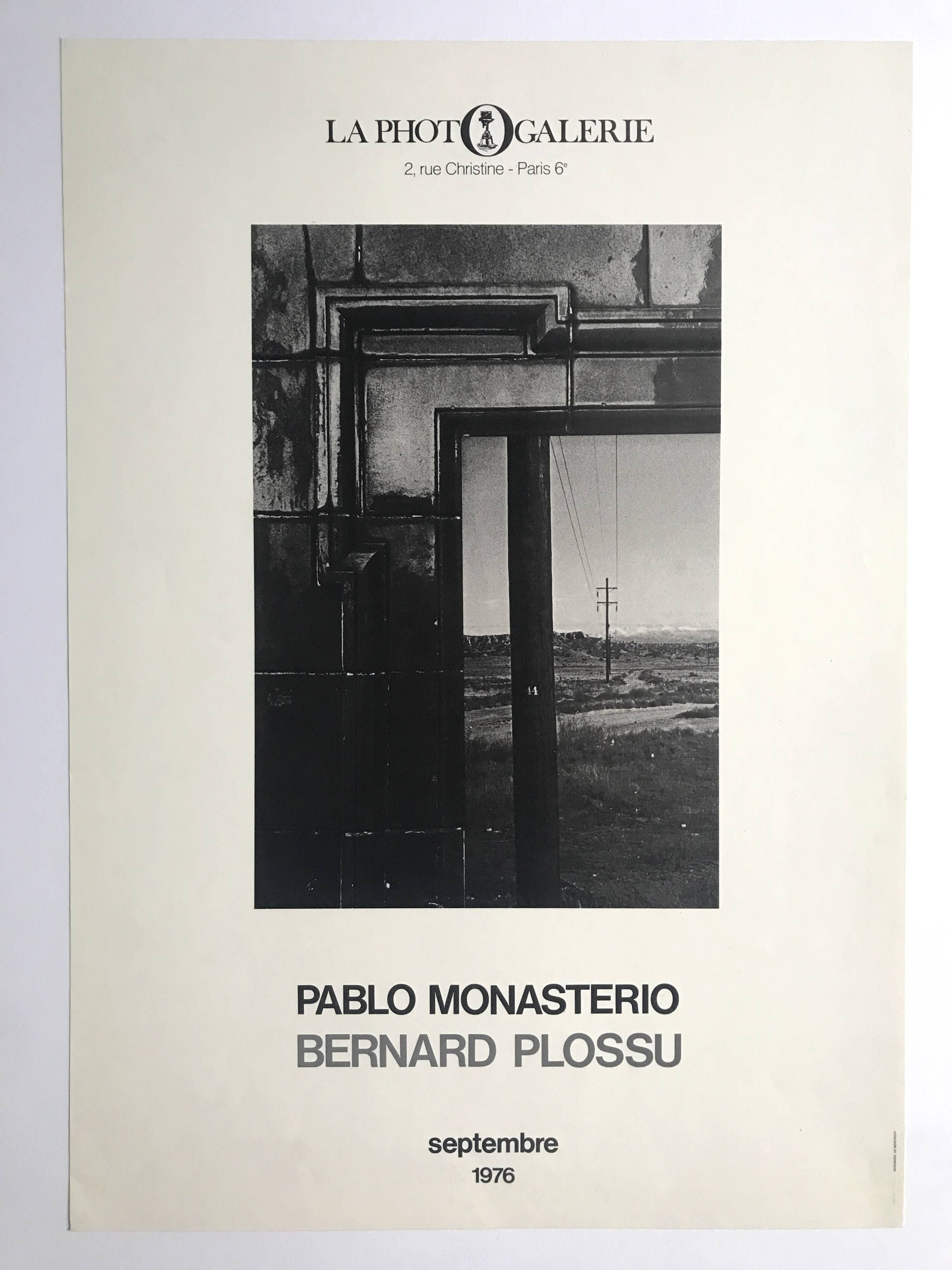 Bernard plossu, pablo monasterio, la photogalerie, 1976. original poster in b&w