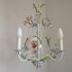 French Vintage 3 Light Pink Lily Flower Cage Style Metal Chandelier 5470