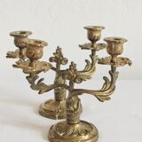 2 vintage gilded brass two-arm candlesticks