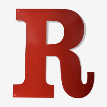 Lettre industrielle "R" en métal rouge