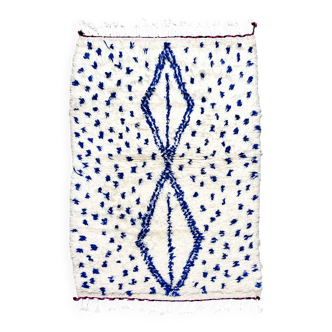 Azilal Moroccan Berber rug with Majorelle blue patterns, 1.52 x 1.02 m