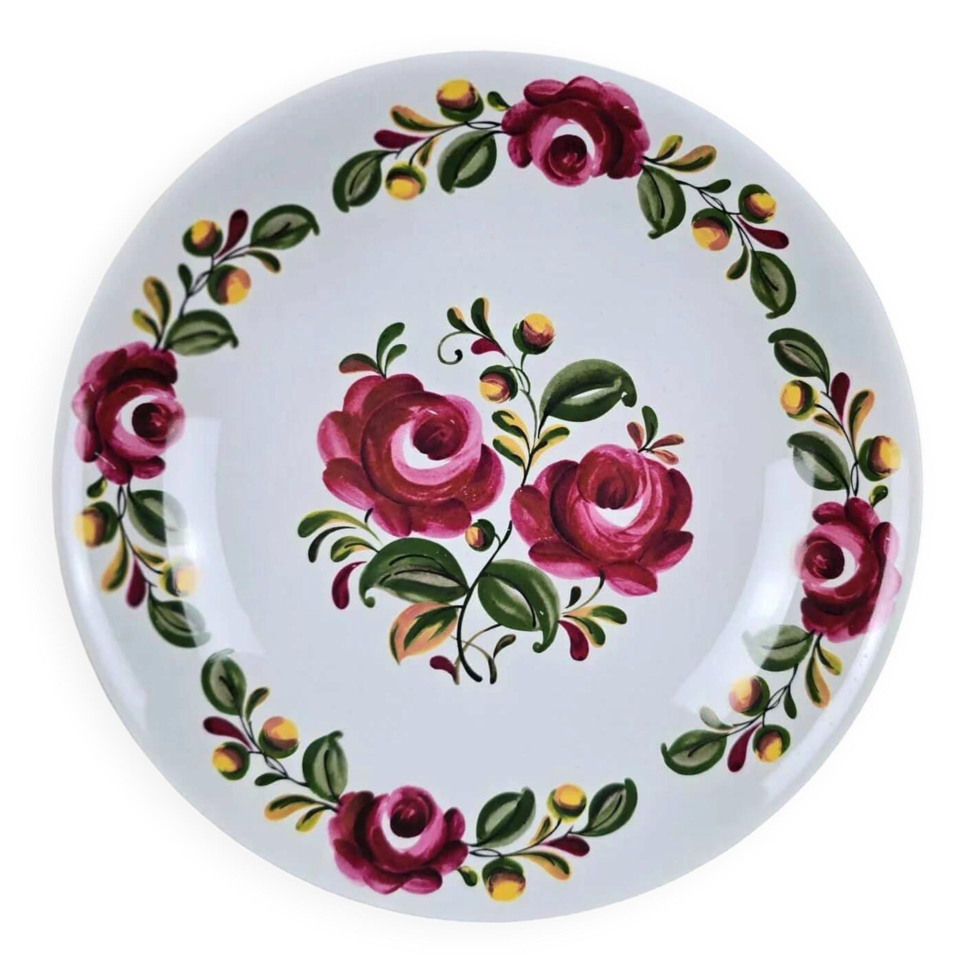 Ensemble de 12 assiettes creuses Moulin des Loups Ottawa – Fleurs bordeaux