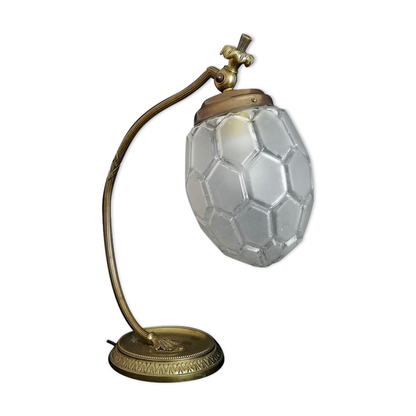 Vintage Art Nouveau French 1930s brass table lamp