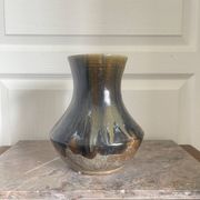 Old Vase Pot ATELIER ART LABREC Glazed Stoneware Green Brown France Pottery