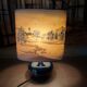 Ceramic lamp, Montclus art workshop, silk lampshade, hand painted