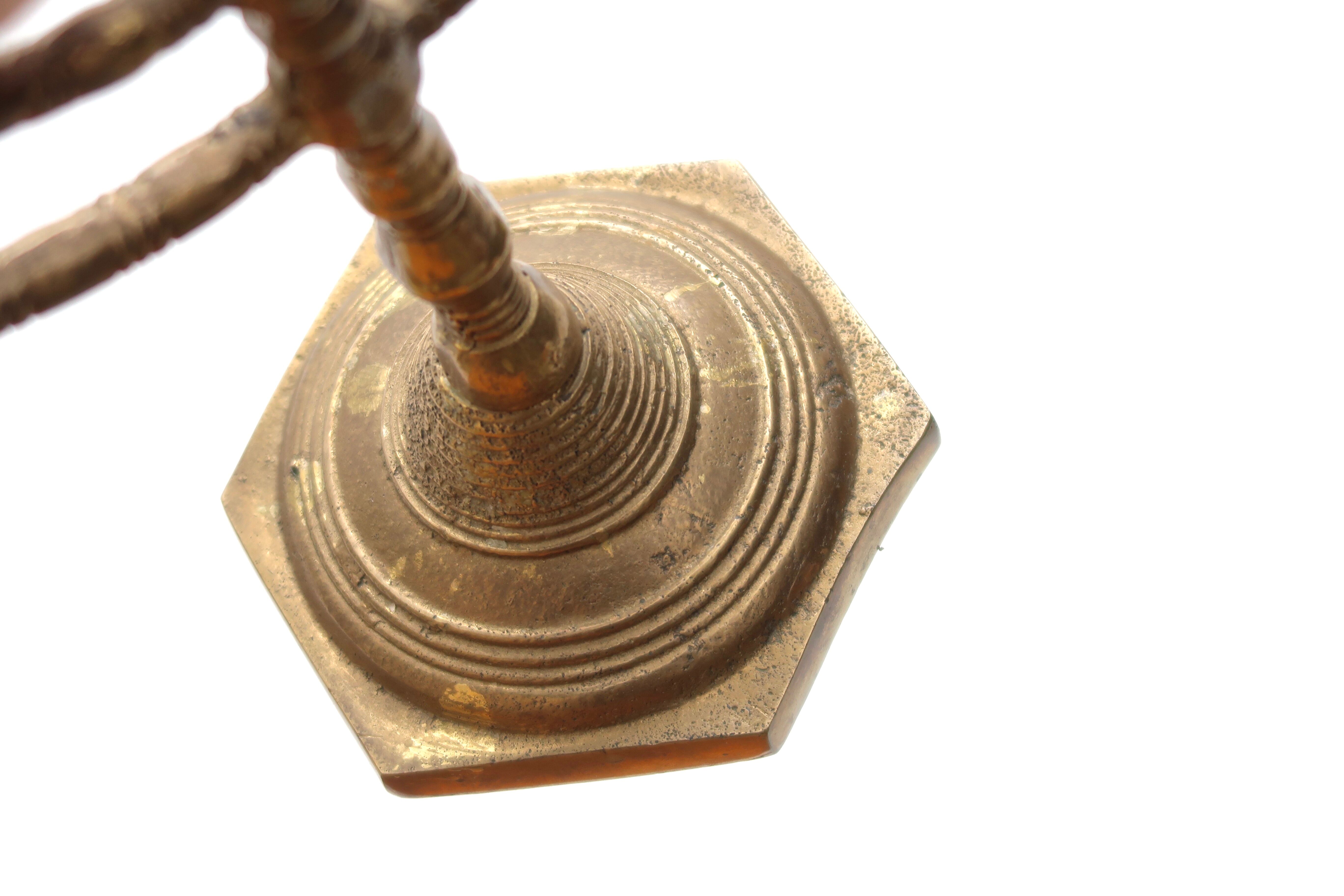 Menorah candle holder in brass or bronze, 60s