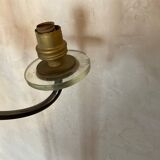 Bronze design floor lamp, black lacquered and glass cup