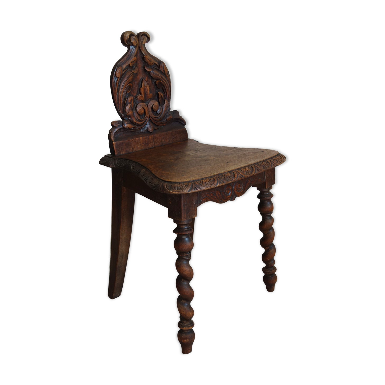 Chair wood carved folk art late 19th century