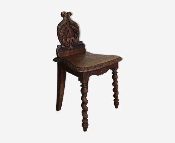 Chaise bois sculpté art populaire fin 19ème