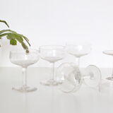 Set of 5 chiseled glass champagne cups