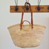Antique wooden wall coat rack with metal hooks L200