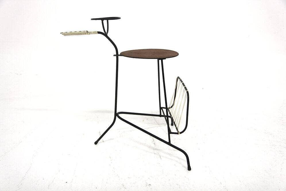 Teak and metal side table, Sweden, 1950s