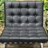 Barcelona armchair with ottoman design Mies Van der Rohe edition Walter Knoll 1980s, Set of 2