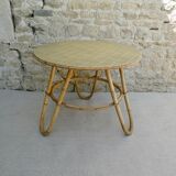Rattan tripod pedestal table, 1960