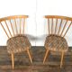 Pair of Scandinavian chair fabric light wood flower feet compasses