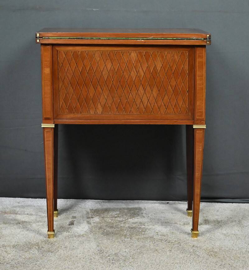 Small game table in marquetry, Louis XVI style – early 20th century