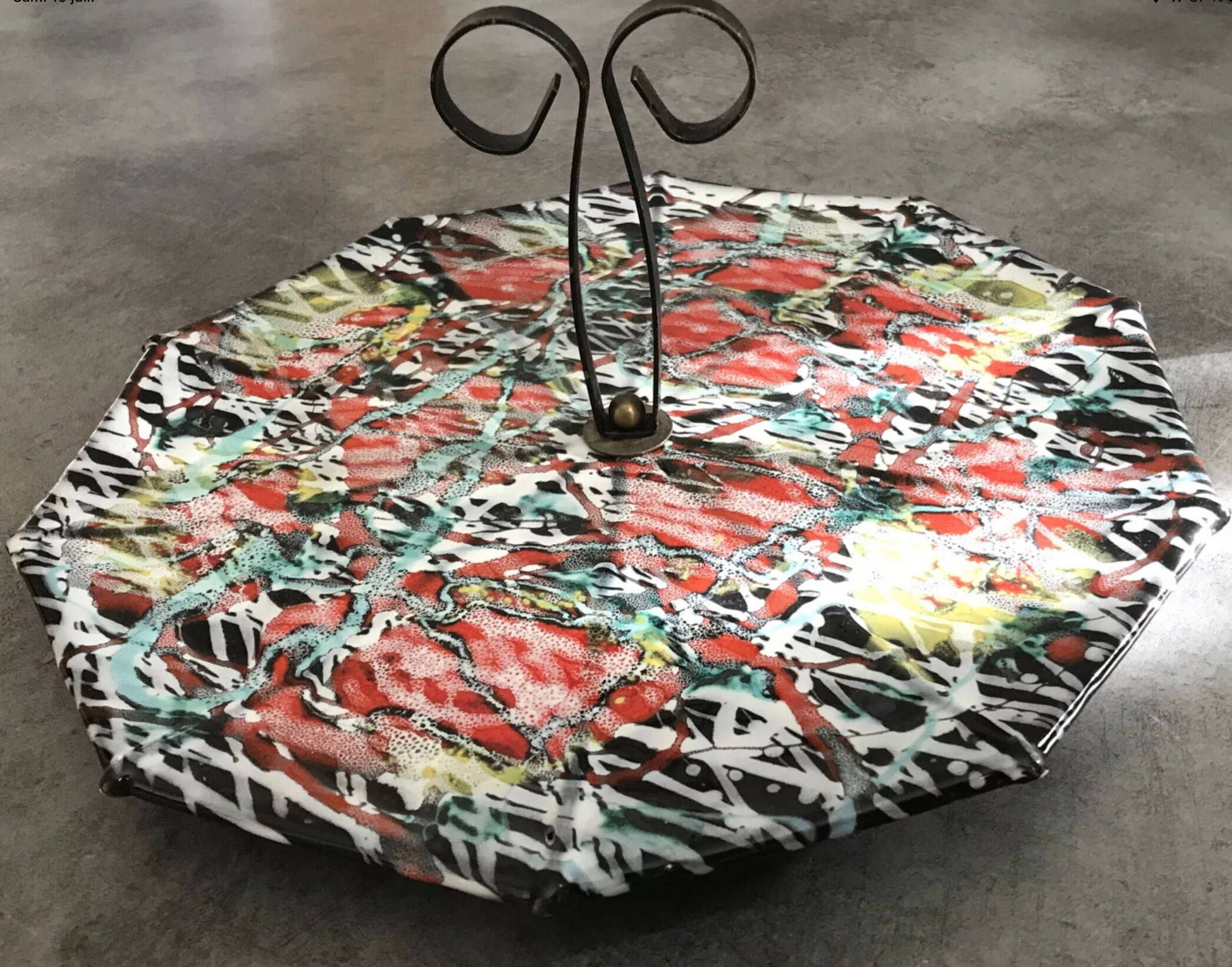 Plateau en céramique peinte décor