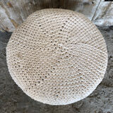 White wooden stool + vintage wool seat #a294