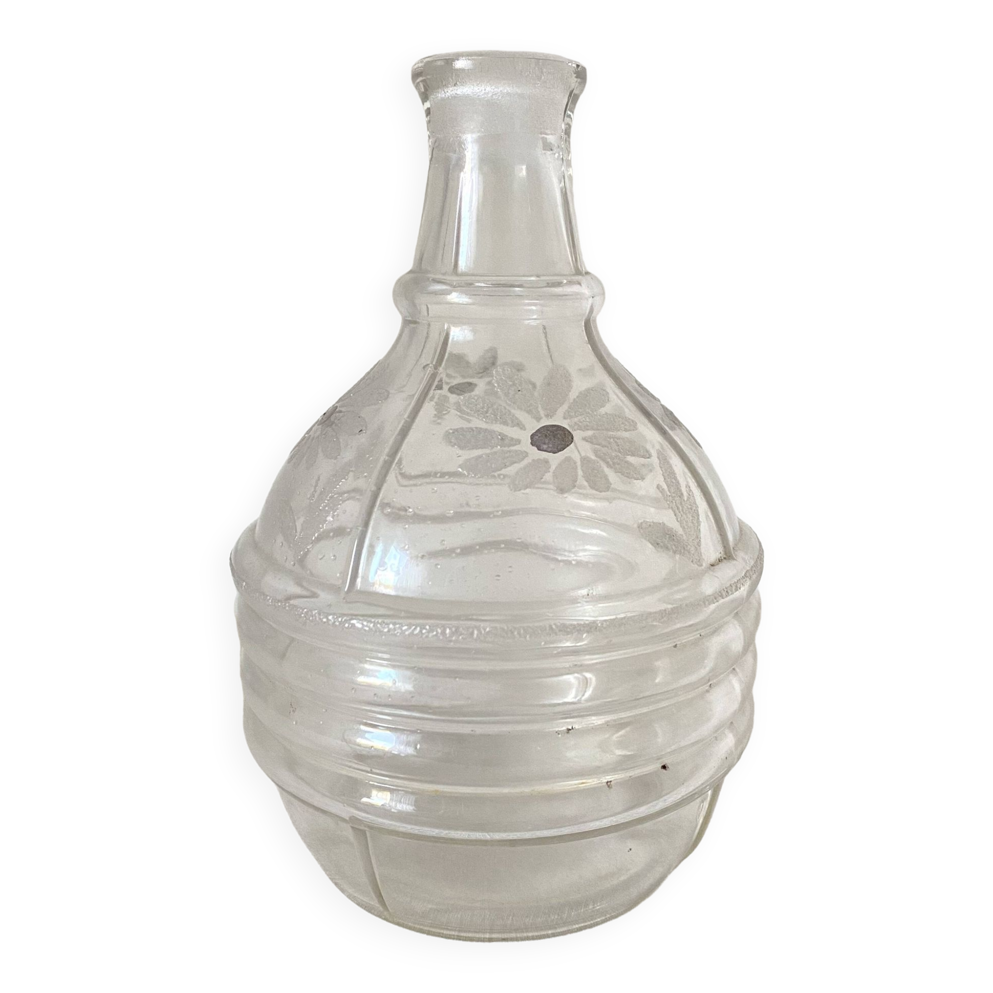 Antique carafe, daisy-decorated vase