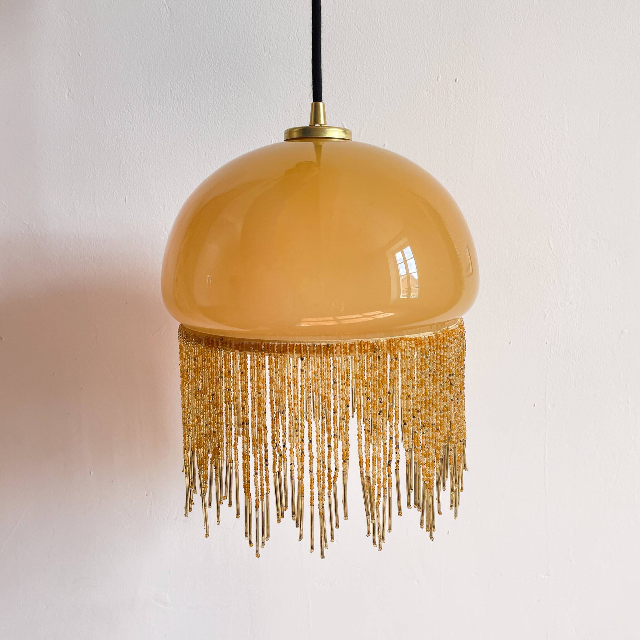 Fringed opaline pendant light