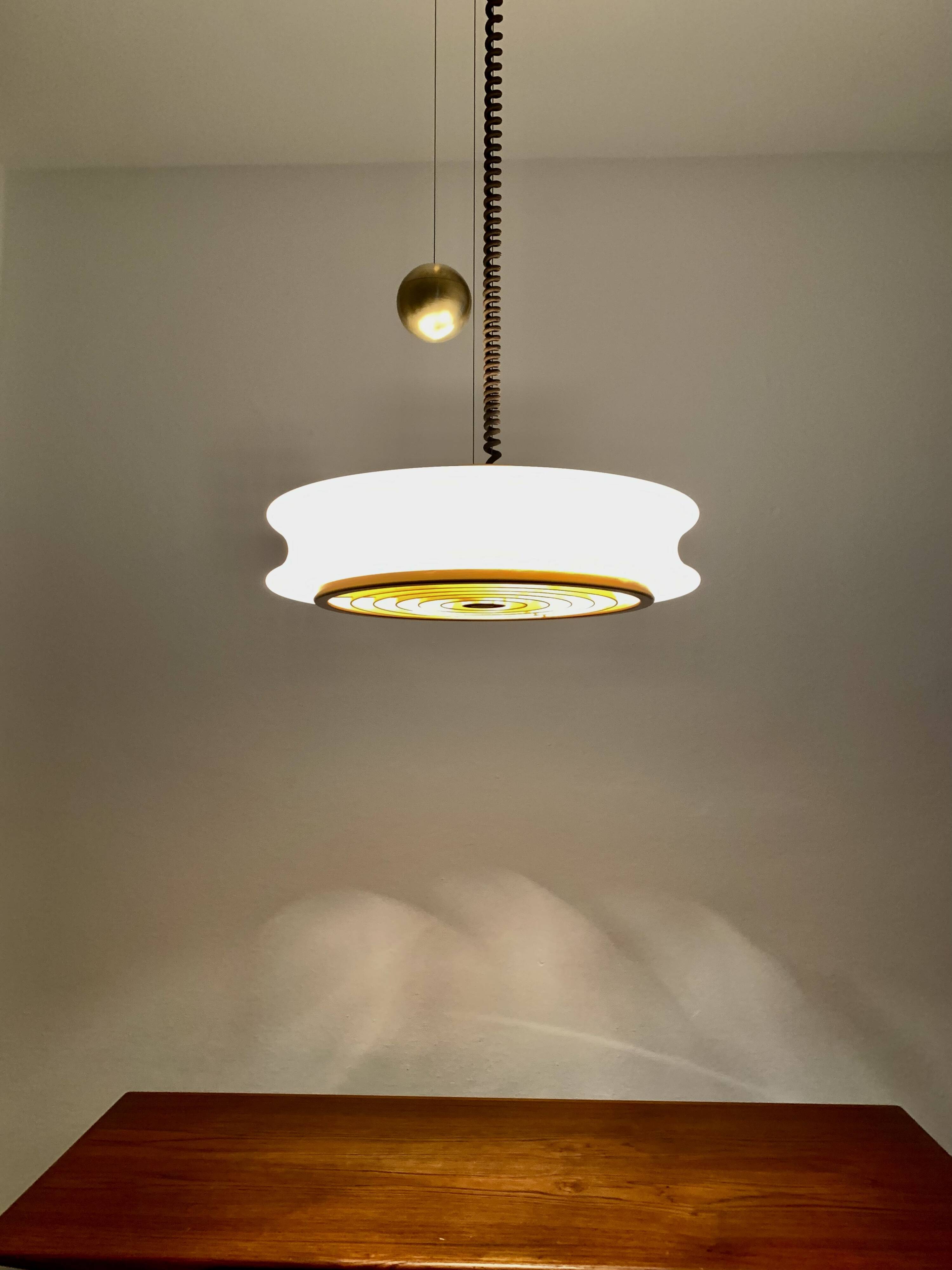 1 of 3 Awesome Adjustable Orion Glass Pendant Lamps from Staff