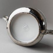 Blanc Porcelaine with Silver-Plated Lid Monopoli Italy 1950s Mid-Century Sugar Jam Bowl