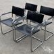 Vintage set of 4 tubular leather chairs style MG5 Grassi