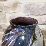 Large glazed stoneware vase signed