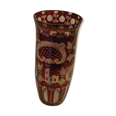 Large depoli glass vase and red glass, Christmas ambience motifs