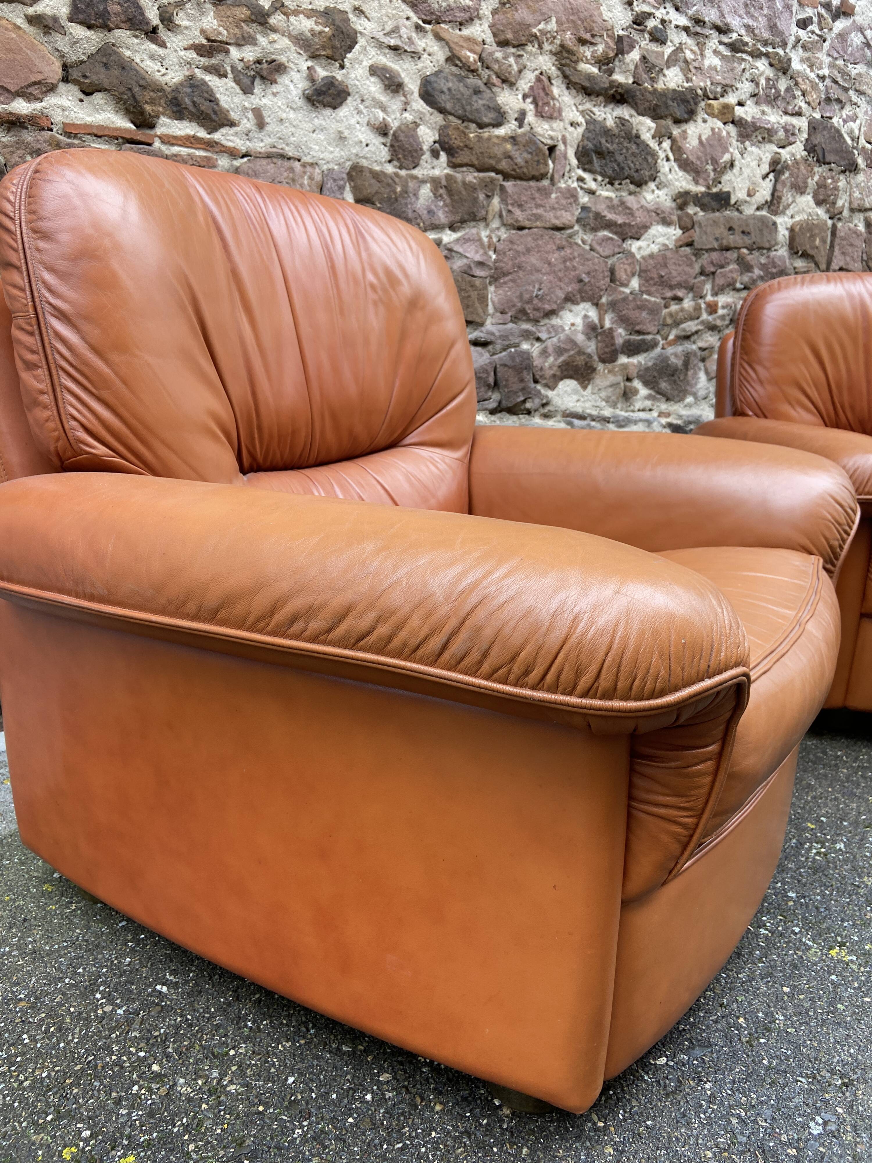 2 retro living room armchairs type club imitation leather design lounge 1960