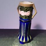 Ancien Vase Rouleau ART DECO + Anses Céramique Émaillée Vintage