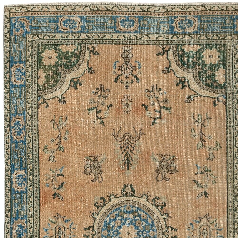 Traditional Hand-Knotted Vintage Turkish Red Area Rug. Handmade in Turkey