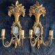 Antique Italian Firenze medallion wooden wall lights