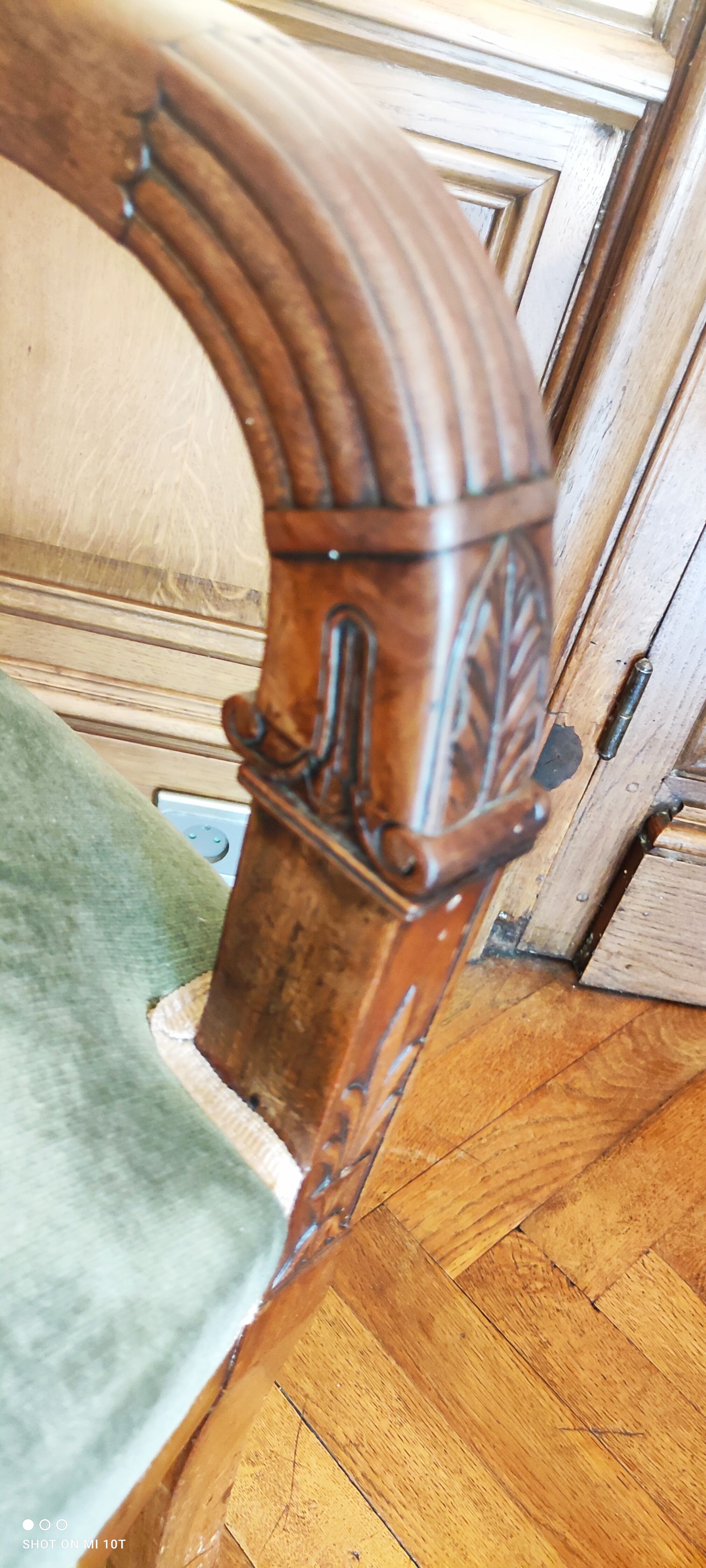 Pair of mahogany armchairs/palm décor/Restoration period