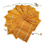 Lot de 12 serviettes de table jaune moutarde