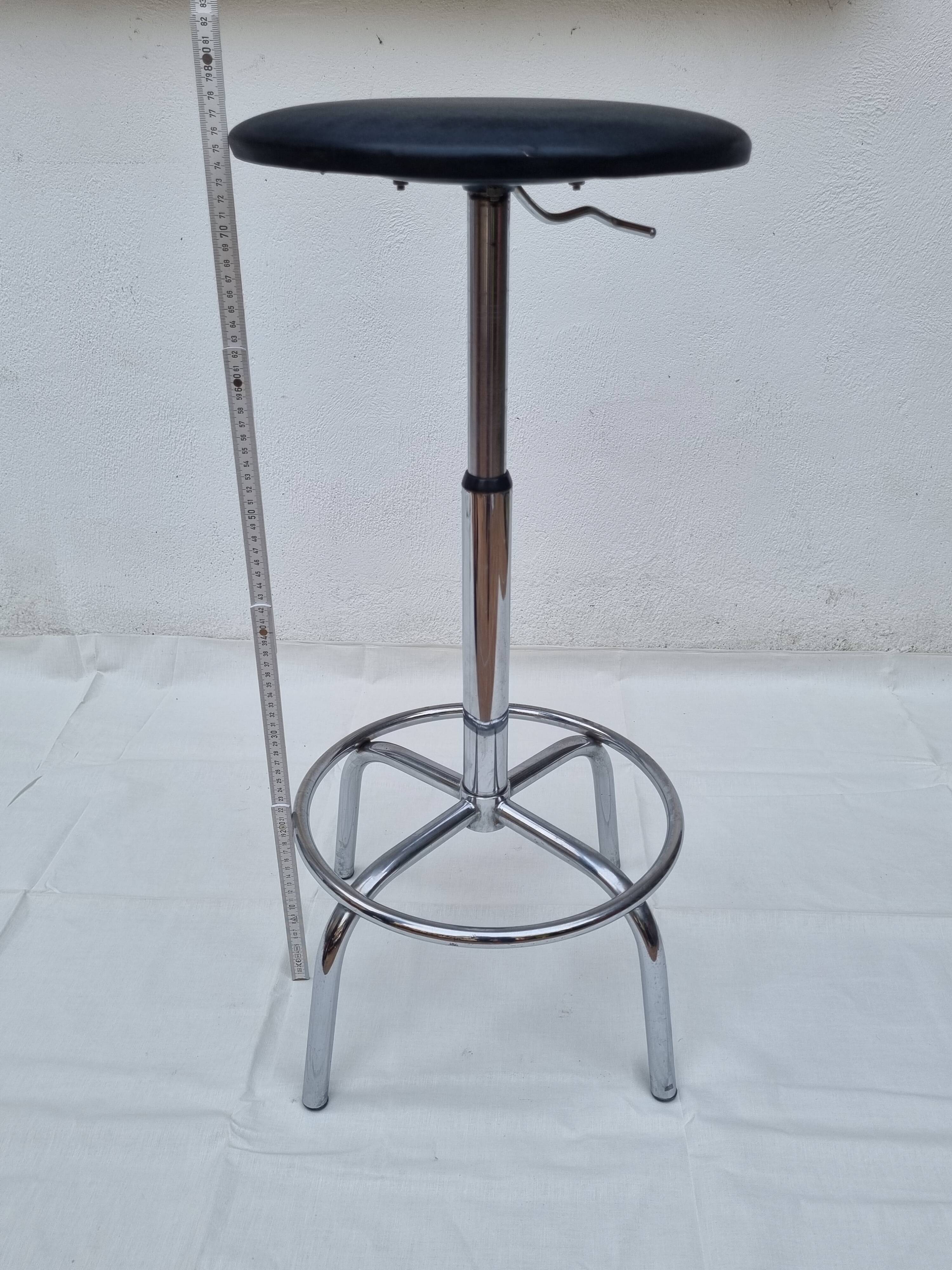 Vintage adjustable chrome stool 56 cm