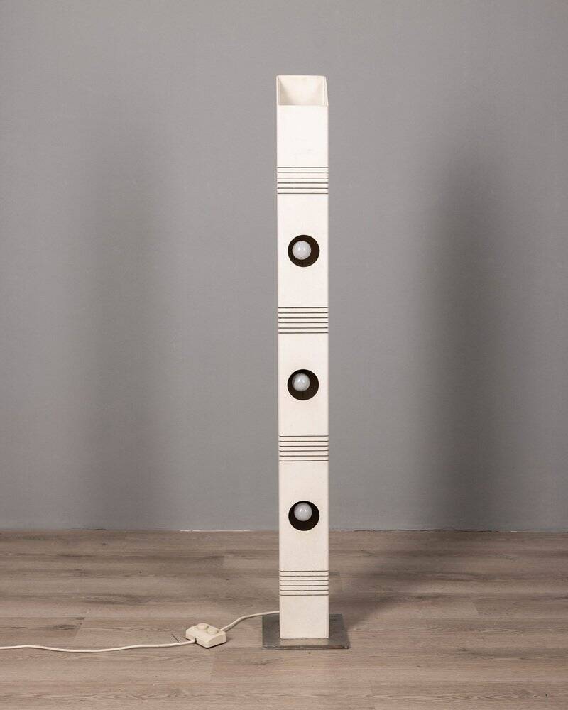 Vintage ground lamp in white iron and metal, Italy, 70s