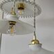 Suspension triple abat-jour vintage en opaline blanche