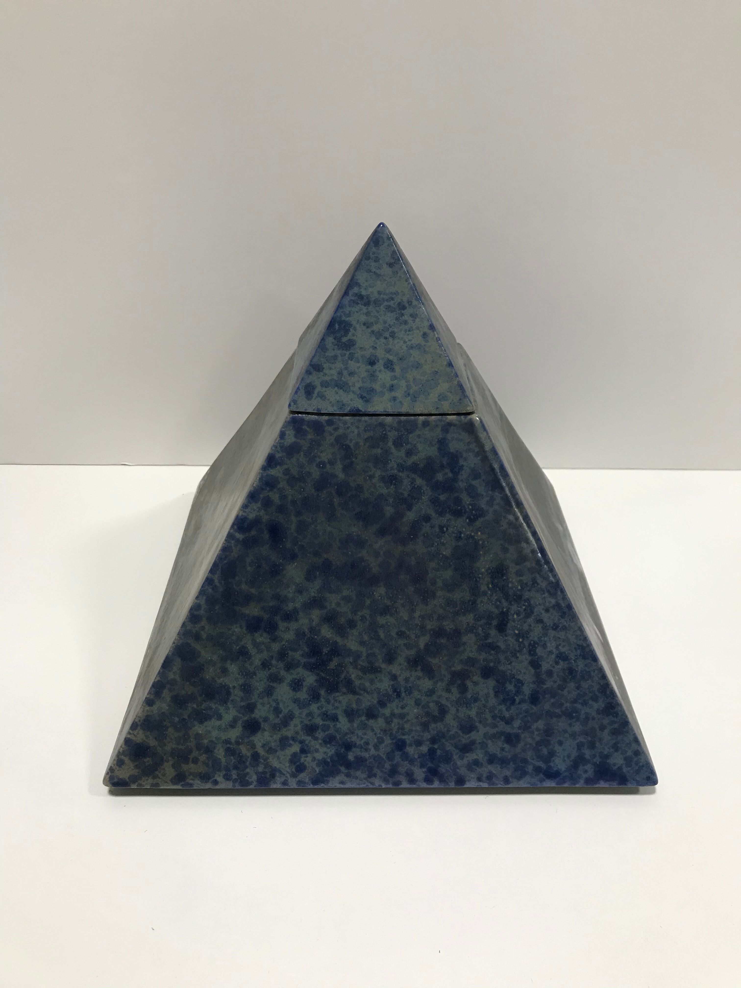 Pyramid-shaped ceramic covered box