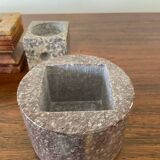 Set of 6 vintage marble and stone candlesticks