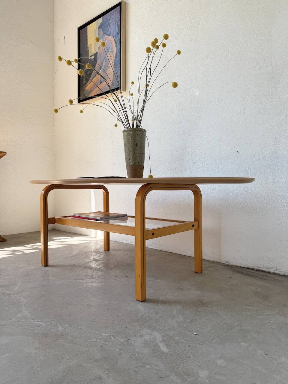 Oval coffee table beech 1980 Aalto Ikea