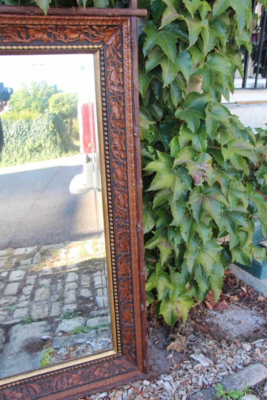 Black Forest Style Mirror XIX Century Attributed to the Levera Brothers in Turin