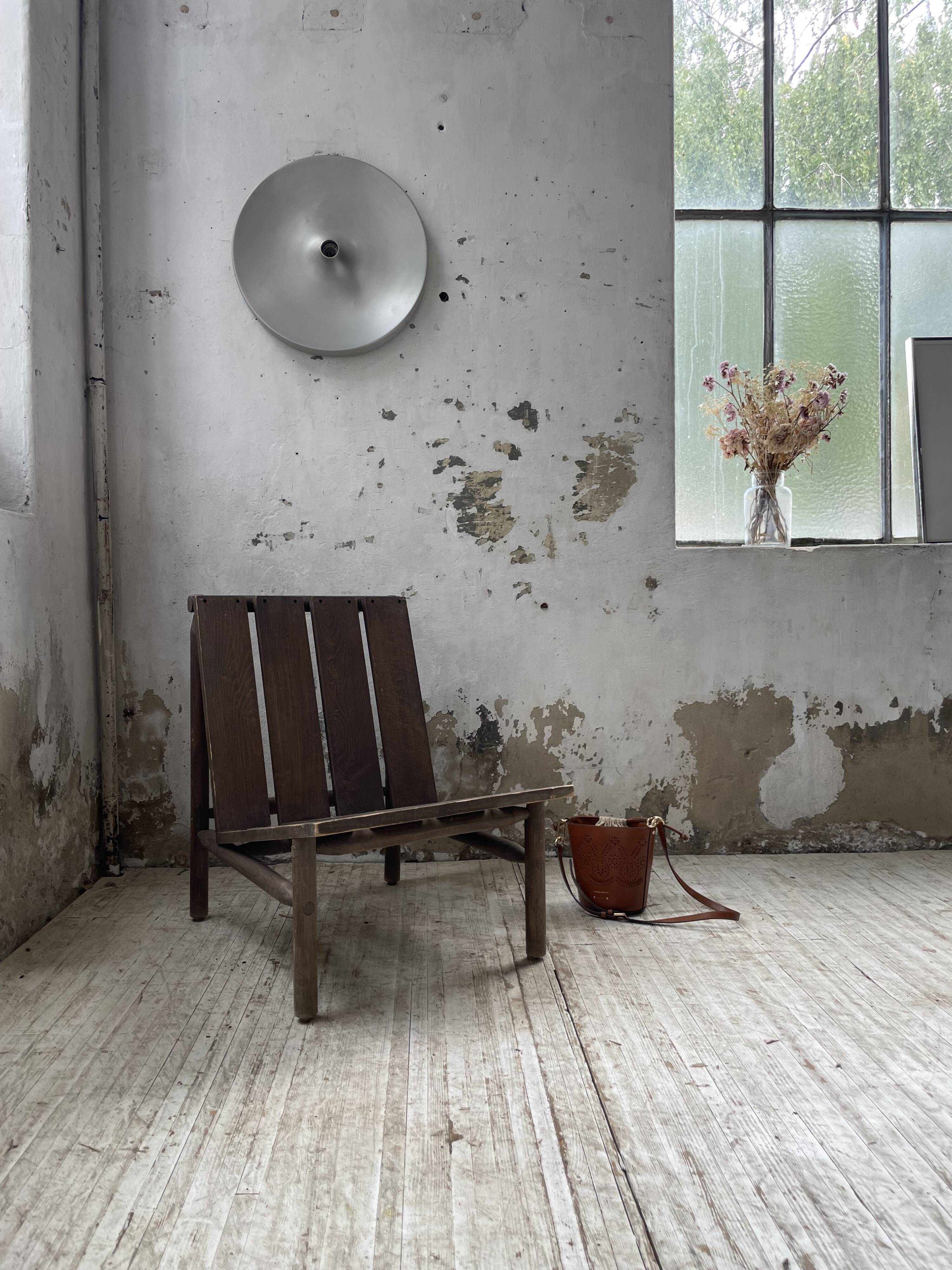 Modernist oak armchair
