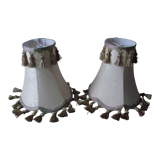 Set of 2 old lampshades in braid fabric and decorative pompom retro vintage 26 cm