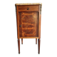 Table de chevet ancienne française en acajou et noyer avec plateau en marbr