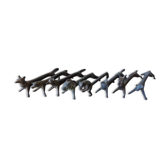 8 antique tin animal knife holders