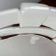 Vintage Italian woven basket in white ceramic