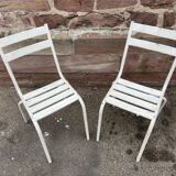 Paire de chaises bistrot de terrasse 1960 metal