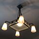 Lustre art déco avec vasque carrée et tulipe signé Degue