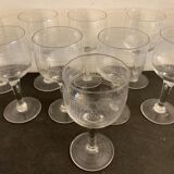 10 blown and engraved stemmed glasses